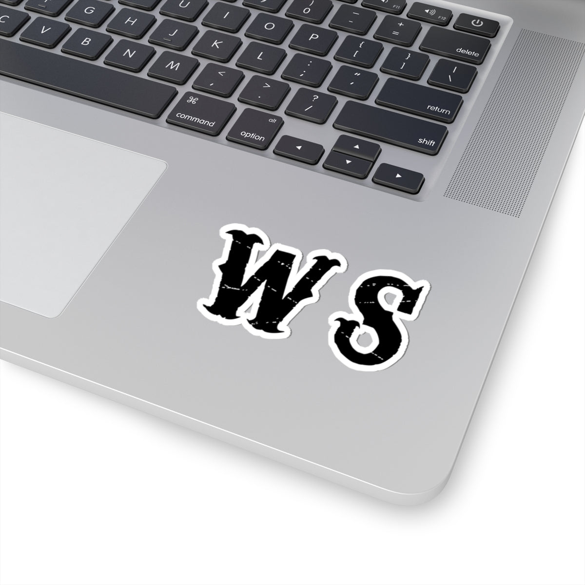 Vintage Gothic 'WS' Kiss-Cut Sticker — Distressed Monogram Decal for Laptops & Gear