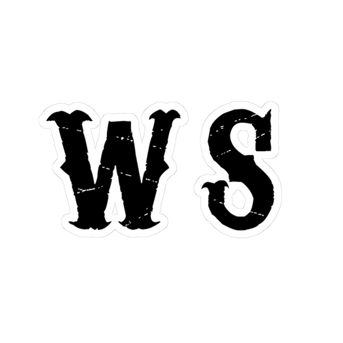 Vintage Gothic 'WS' Kiss-Cut Sticker — Distressed Monogram Decal for Laptops & Gear
