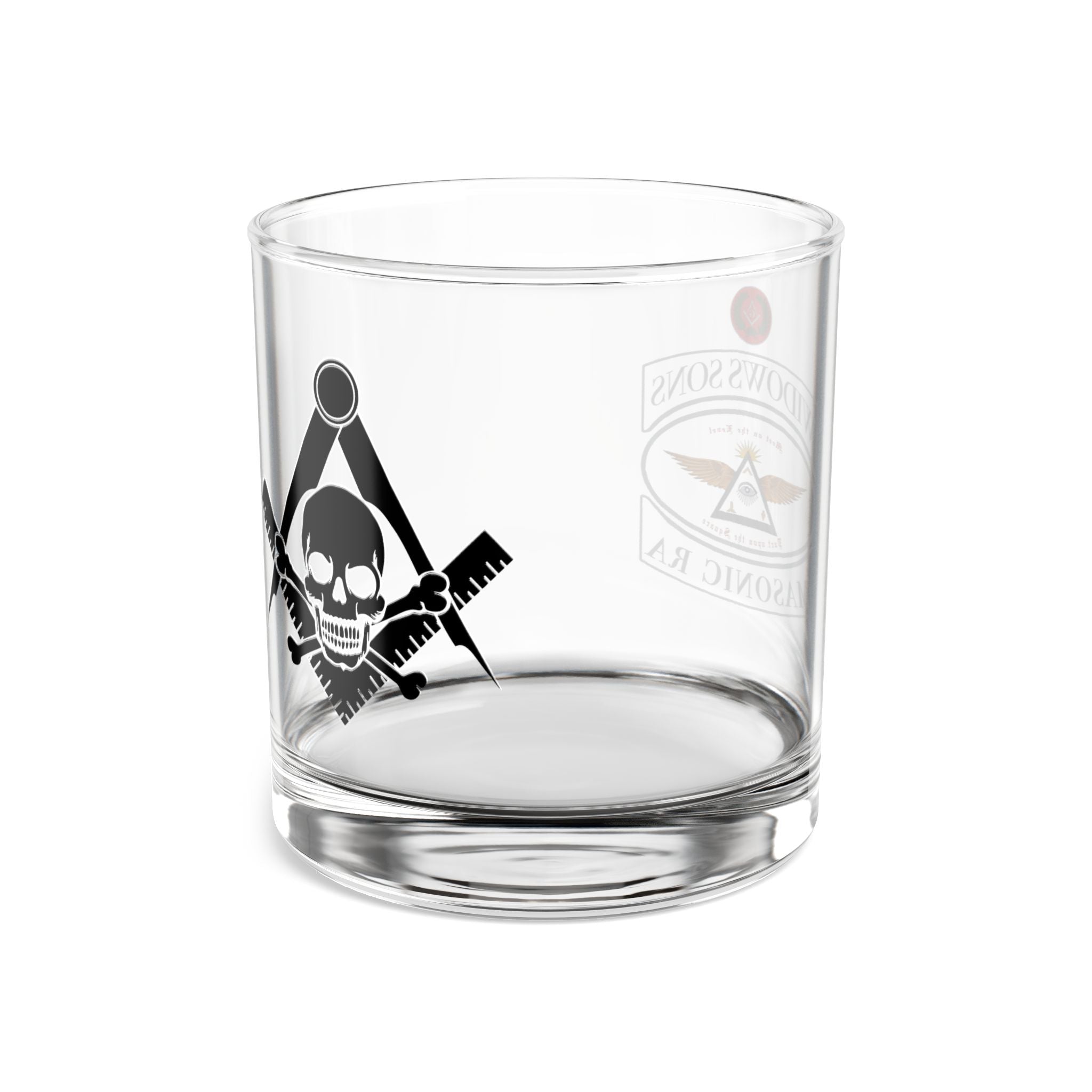 Masonic Skull & Compass 10oz Rocks Glass — Freemason Whiskey Tumbler